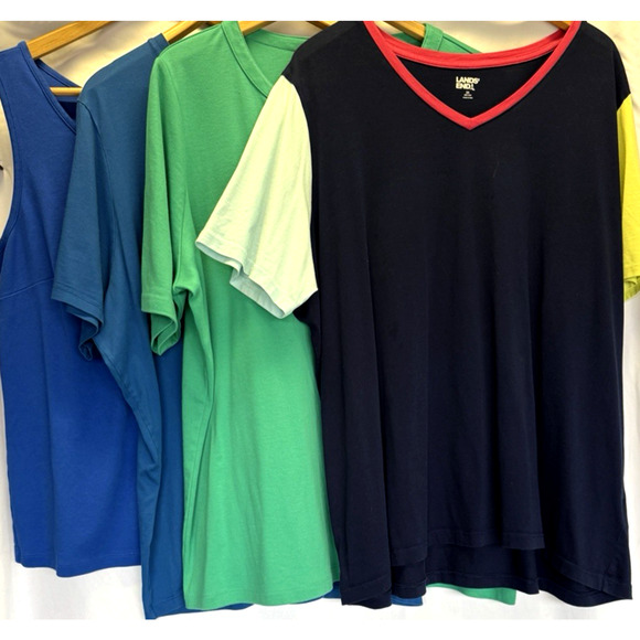 Lands End Top Womens 2X Lot 4 Shirts Comfort Casual Cotton Relaxed Stretch Basic - Picture 1 of 9